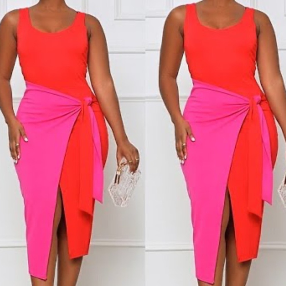 Lily’s Kloset Faux wrapt Red/Pink Dress